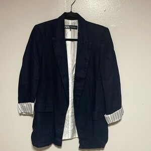 Zara Navy Blazer with White Lining